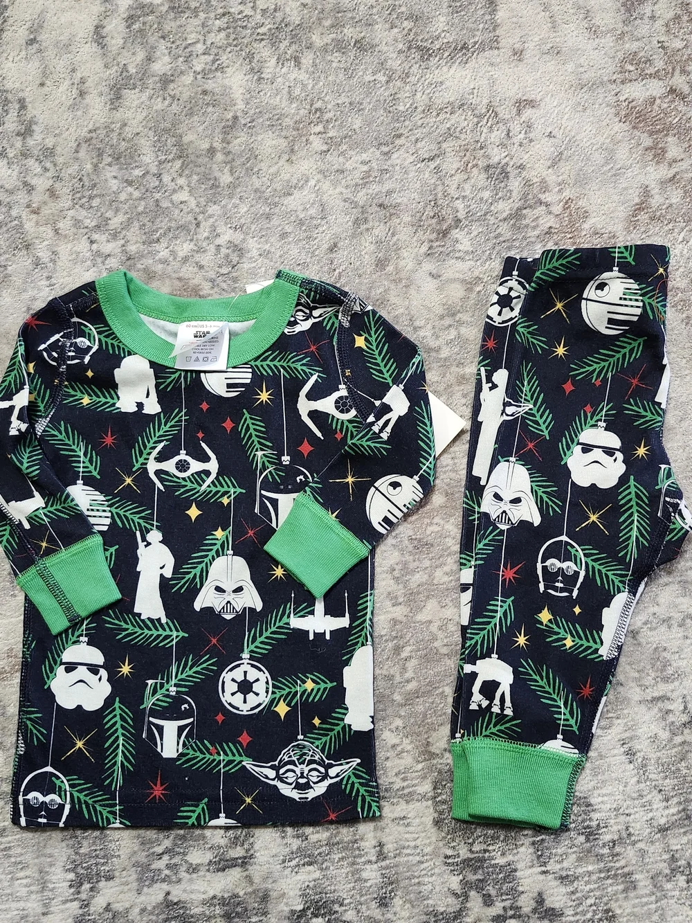 Hanna Andersson Navy, Green & White Star Wars Character Pajama Set